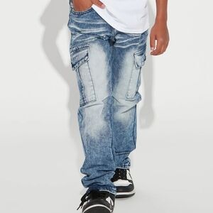 Rocawear Light Blue Relaxed Fit Jeans with Distressed Details